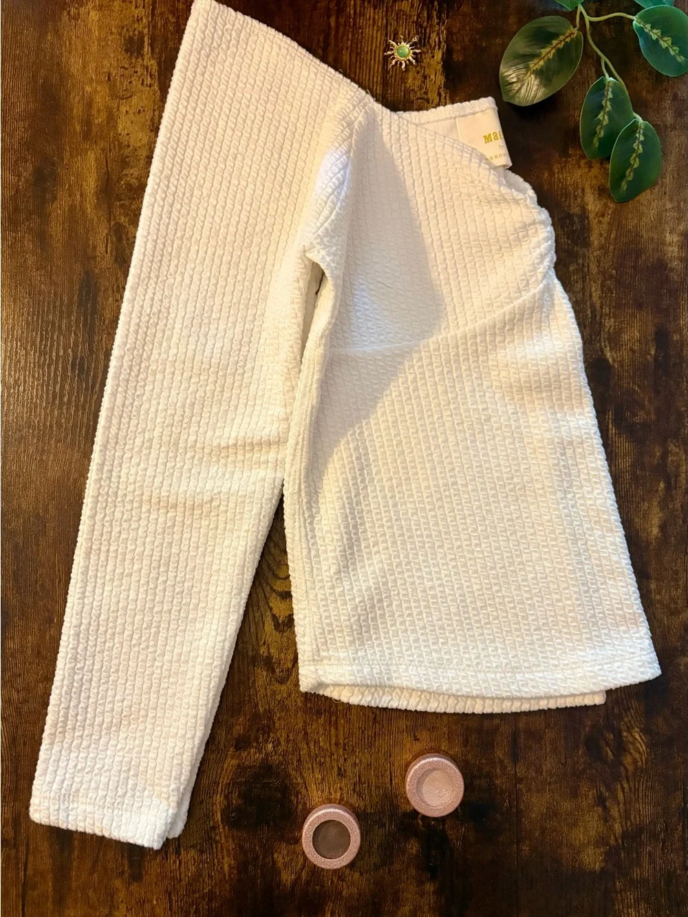 Anthropologie Maeve White Off-the-Shoulder Textured Knot Front Blouse